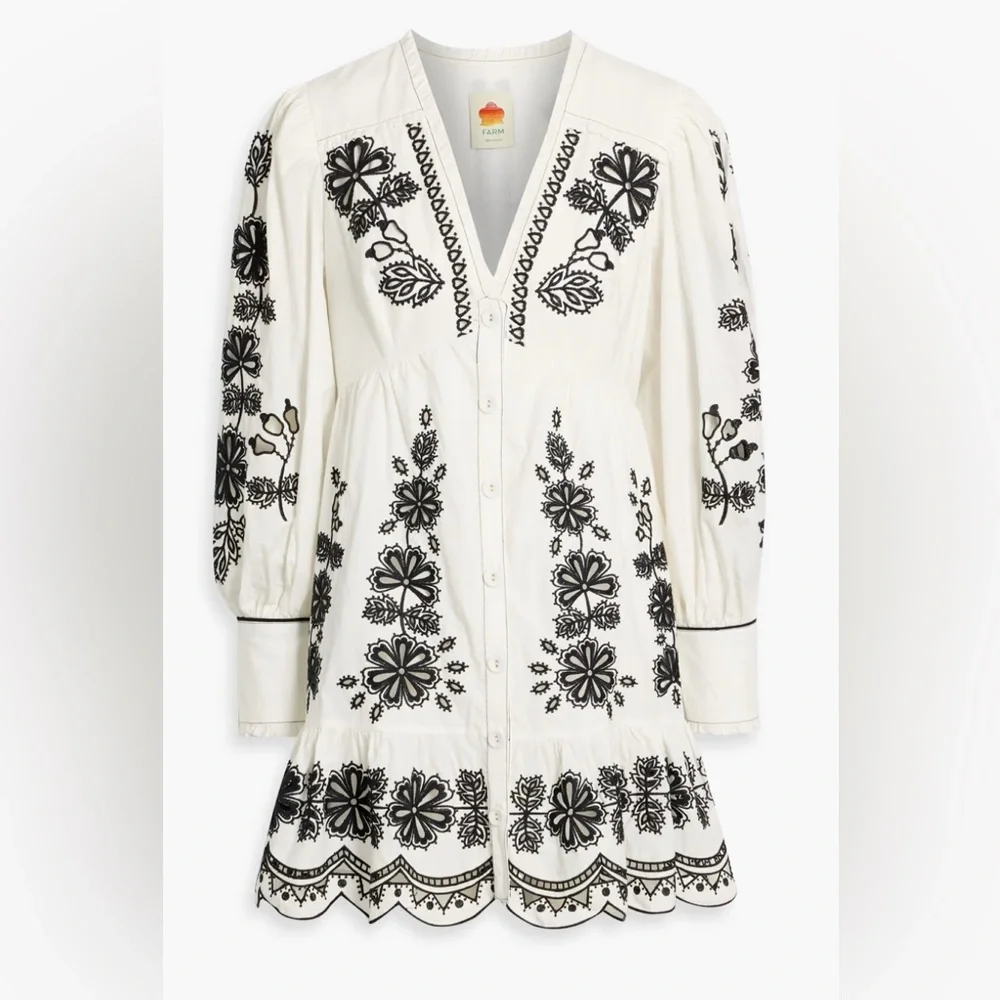 FARM Rio White & Black with Black Embroidery Dress - Picture 4 of 9